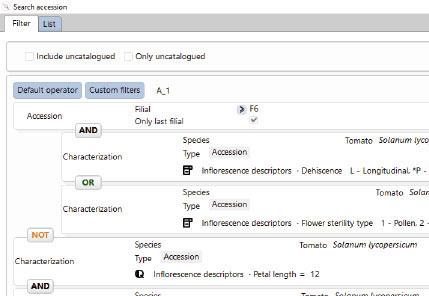 NOAH - Plant breeding software - Complex search tool